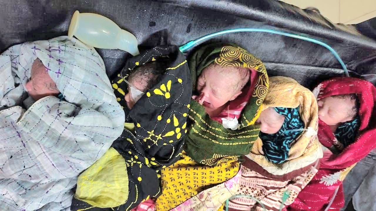 এক গৃহবধূর কোলজুড়ে পাঁচ নবজাতক!