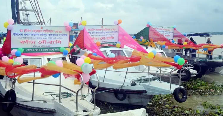 বরিশালে মা ইলিশ সংরক্ষণে নৌ-র‌্যালি, ড্রোন উড়িয়ে অভিযান