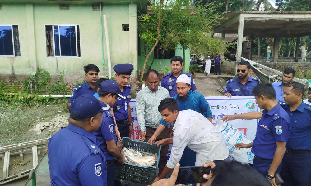 মেঘনা নদীতে যৌথ অভিযানে কারেন্ট জালসহ ইলিশ জব্দ